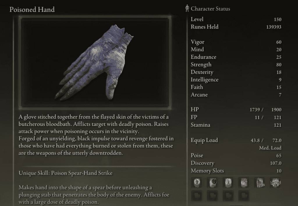 Poison Hand - Essential for making Poison Build in Elden Ring DLC