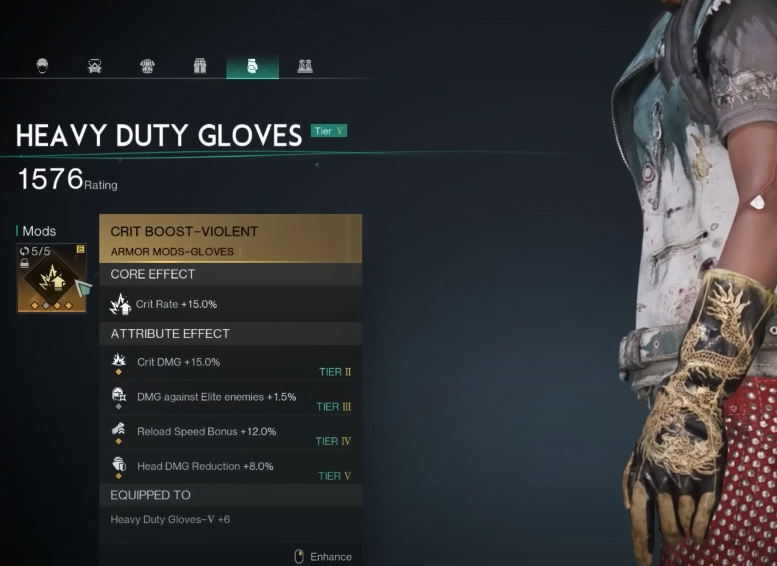 Heavy Duty Gloves with Crit Boost - Violent Mod