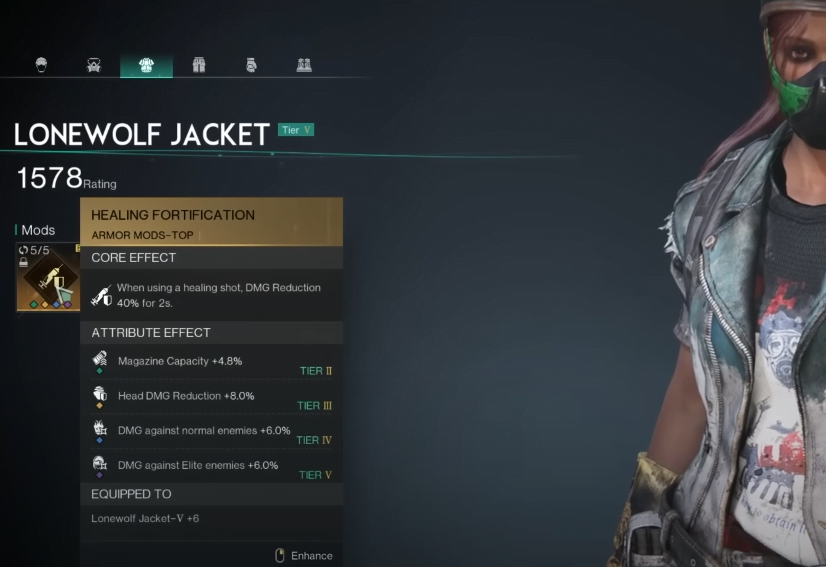 Top Piece - Lonewolf Jacket with Healing Fortification Mod