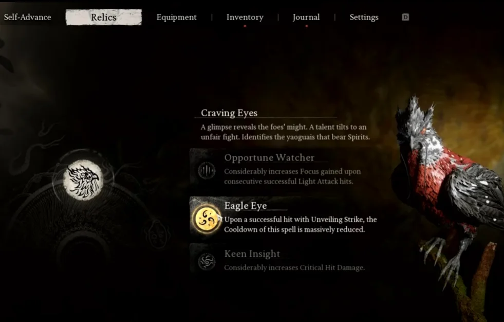 Relic: Craving Eyes with Eagle Eye - Black Myth Wukong Best Pillar Stance Range and Defense Build