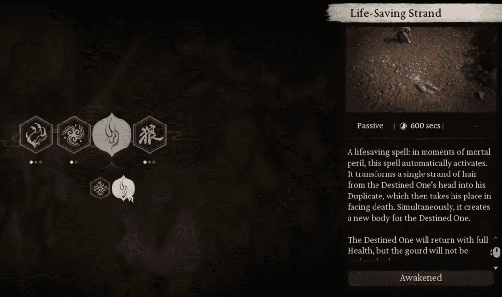 Life-Saving Strand in Black Myth Wukong - Revive After Dying - Second Life Spell