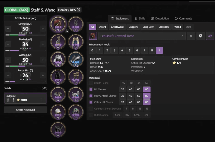 Stats Allocation for Throne and Liberty Staff and Wand Build