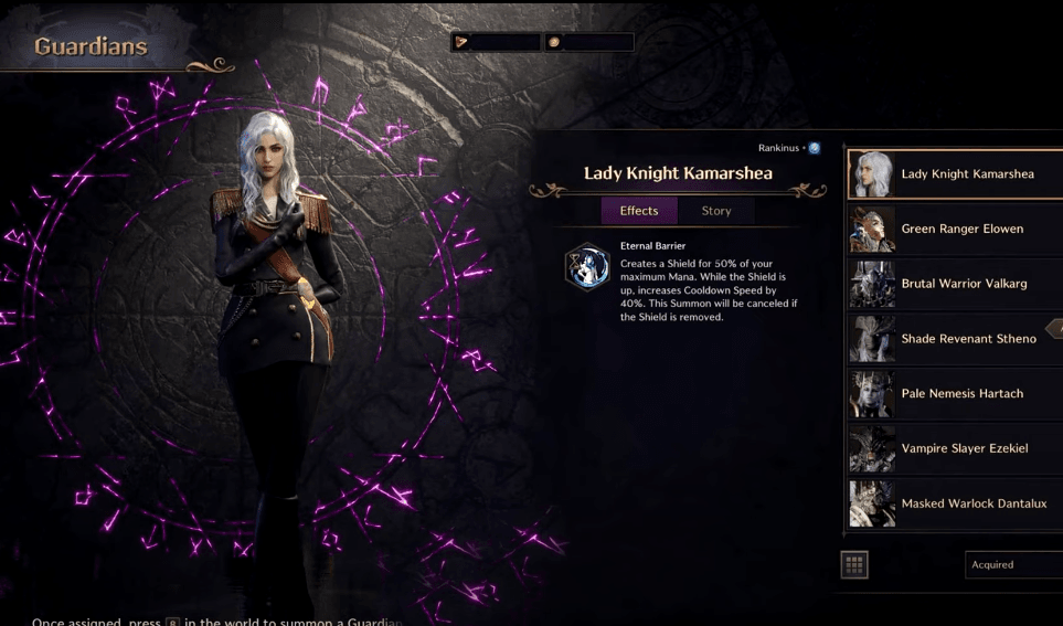 Lady Knight Kamarshea - Guardian Choice for Staff Wand Build