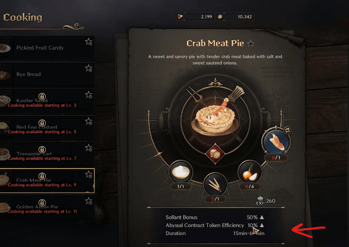 Crab Meat Pie for More Gold and Less Abyssal Tokens