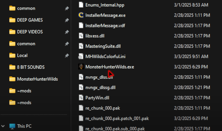 Locating MonsterHunterWilds.exe