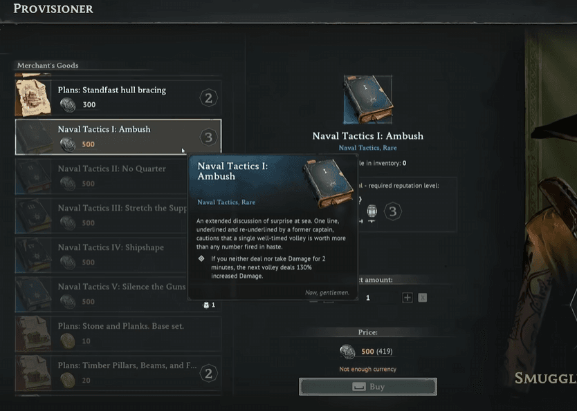 Naval Tactics (Reputation 3 with Smugglers)