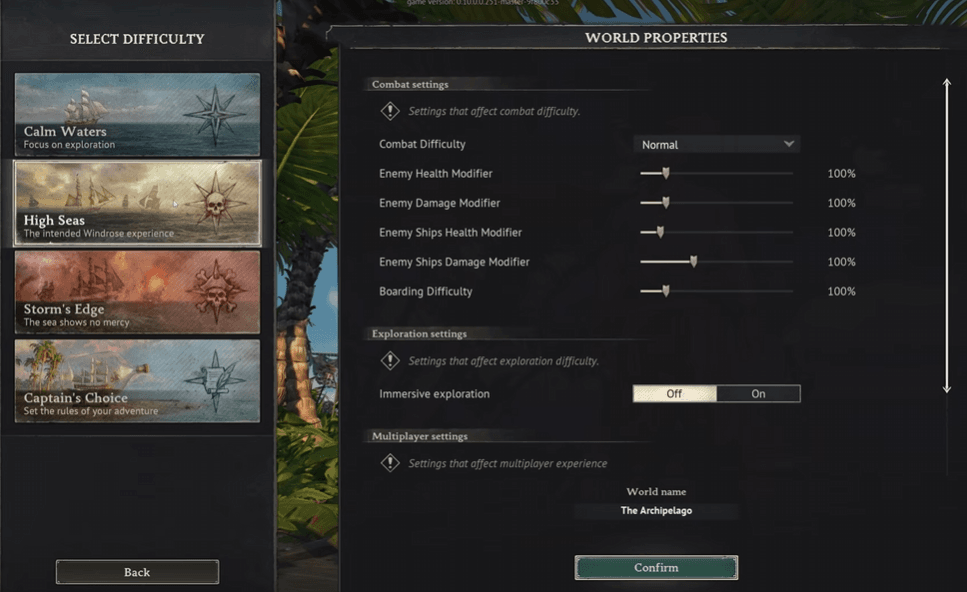 Windrose Difficulty Settings